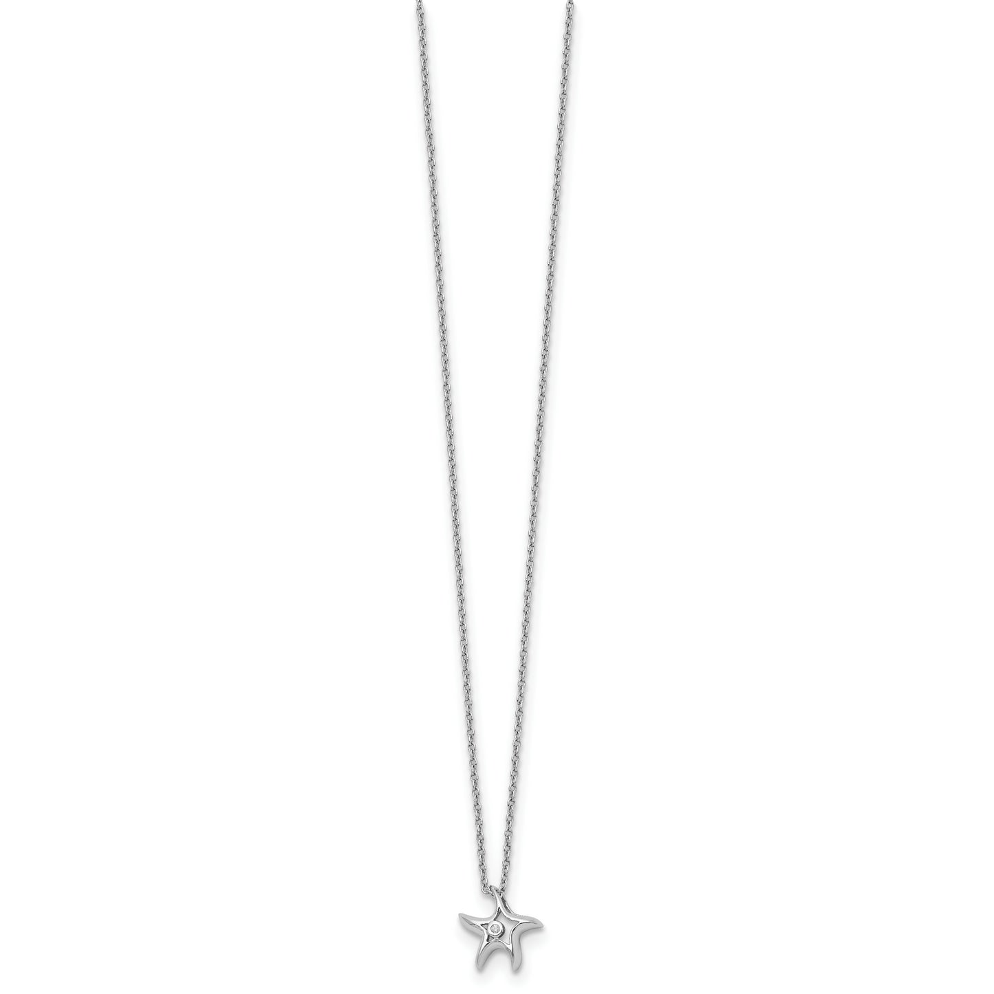 Sterling Silver White Ice Diamond Starfish Slide Pendant Necklace Sterling Silver White Ice Diamond Starfish Slide Pendant Necklace