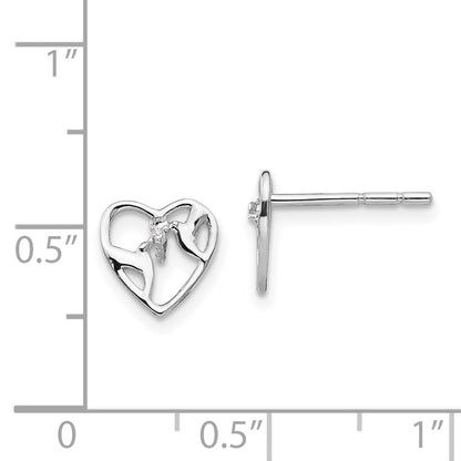 SS White Ice Diamond Bird & Heart Post Earrings