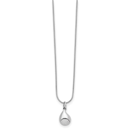 Sterling Silver White Ice Rhodium-Plated 18 Inch Diamond Teardrop Necklace With 2 Extender