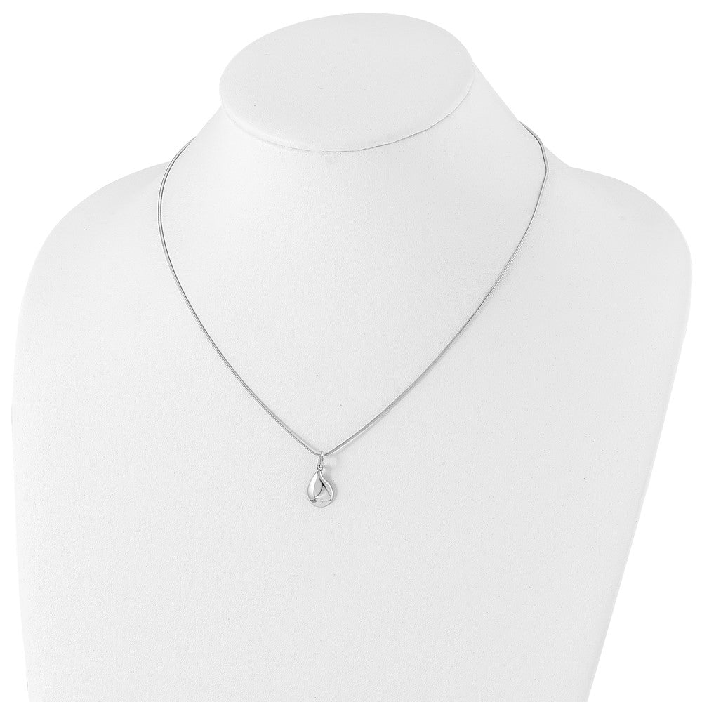 Sterling Silver White Ice Rhodium-Plated 18 Inch Diamond Teardrop Necklace With 2 Extender