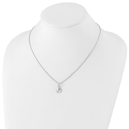 Sterling Silver White Ice Rhodium-Plated 18 Inch Diamond Teardrop Necklace With 2 Extender