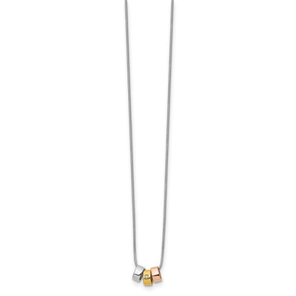 Sterling Silver White Ice Rhodium-Plated Rose And Gold-Tone 18 Inch Diamond Necklace With 2 Extender