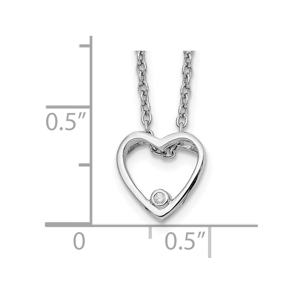Sterling Silver White Ice Rhodium-Plated 18 Inch Diamond Open Heart Necklace With 2 Extender