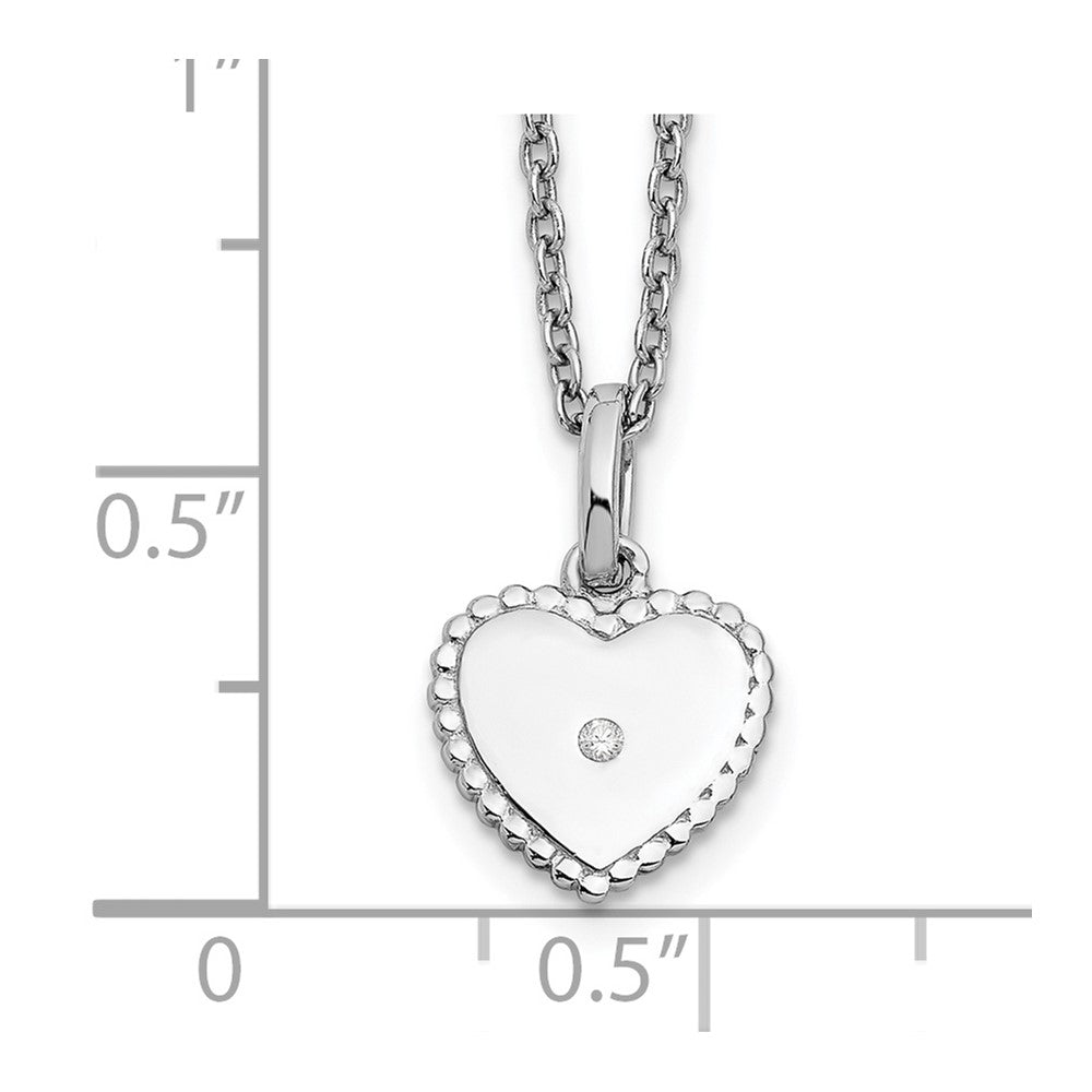 Sterling Silver White Ice Rhodium-Plated 18 Inch Diamond Heart Necklace With 2 Extender