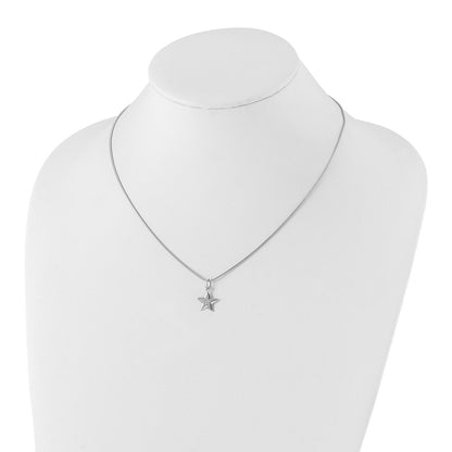 Sterling Silver White Ice Rhodium-Plated 18 Inch Diamond Star Necklace With 2 Extender