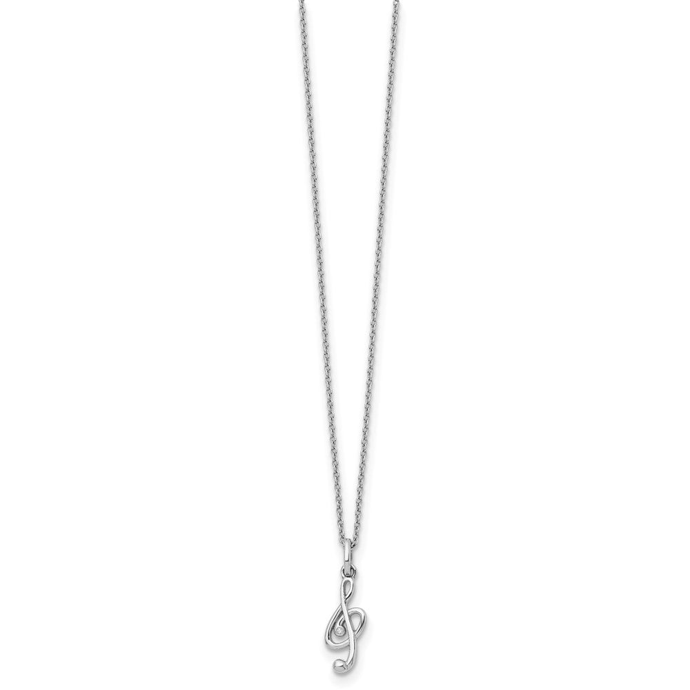 Sterling Silver White Ice Rhodium-Plated 18 Inch Diamond Musical Necklace With 2 Extender