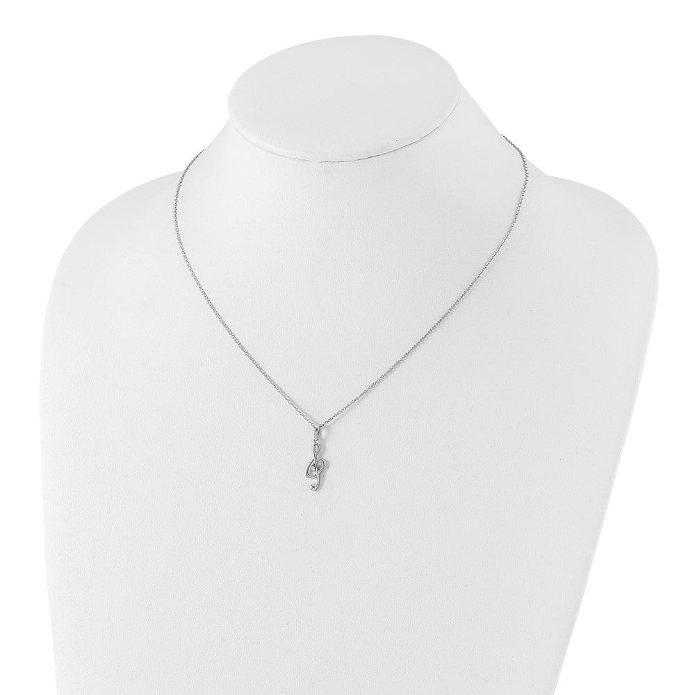Sterling Silver White Ice Rhodium-Plated 18 Inch Diamond Musical Necklace With 2 Extender