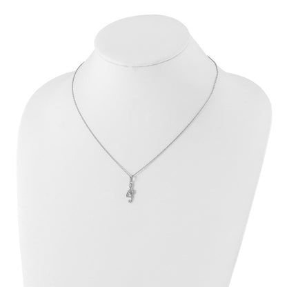 Sterling Silver White Ice Rhodium-Plated 18 Inch Diamond Musical Necklace With 2 Extender