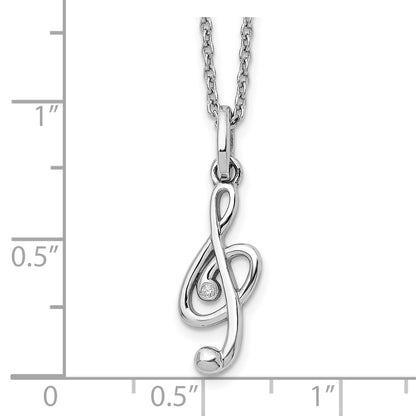 Sterling Silver White Ice Rhodium-Plated 18 Inch Diamond Musical Necklace With 2 Extender