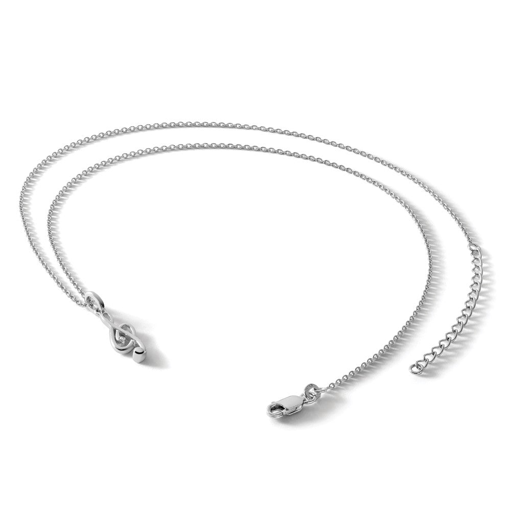 Sterling Silver White Ice Rhodium-Plated 18 Inch Diamond Musical Necklace With 2 Extender