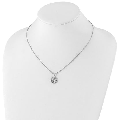 Sterling Silver White Ice Rhodium-Plated 18 Inch Diamond Flower Necklace With 2 Extender