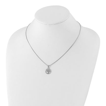Sterling Silver White Ice Rhodium-Plated 18 Inch Diamond Tree Necklace With 2 Extender