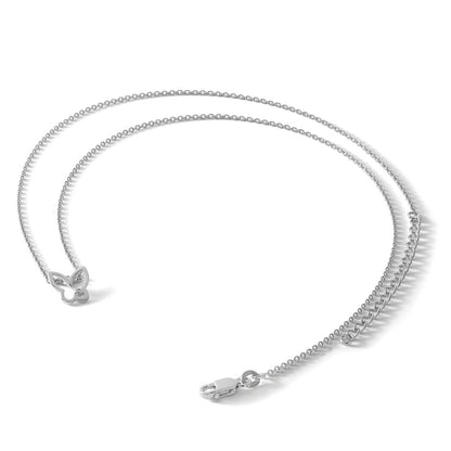 Sterling Silver White Ice Rhodium-Plated 18 Inch Diamond Butterfly Necklace With 2 Extender