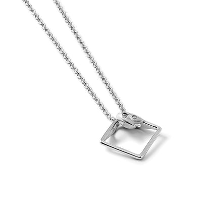 Sterling Silver White Ice Rhodium-Plated 18 Inch Open Diamond-Shaped Diamond Necklace With 2 Extender