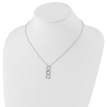 Sterling Silver White Ice Rhodium-Plated 18 Inch Diamond And Ruby Necklace With 2 Extender