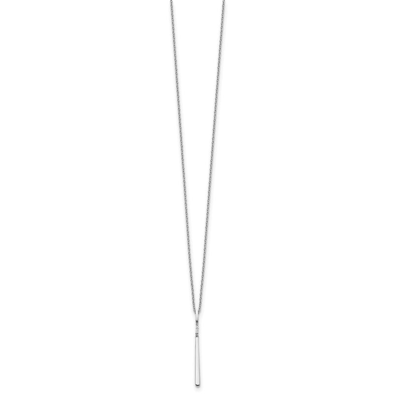 Sterling Silver White Ice Rhodium-Plated 18 Inch Diamond Necklace With 2 Extender