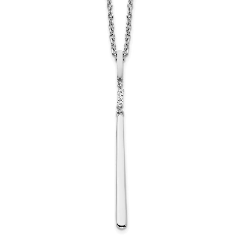 Sterling Silver White Ice Rhodium-Plated 18 Inch Diamond Necklace With 2 Extender