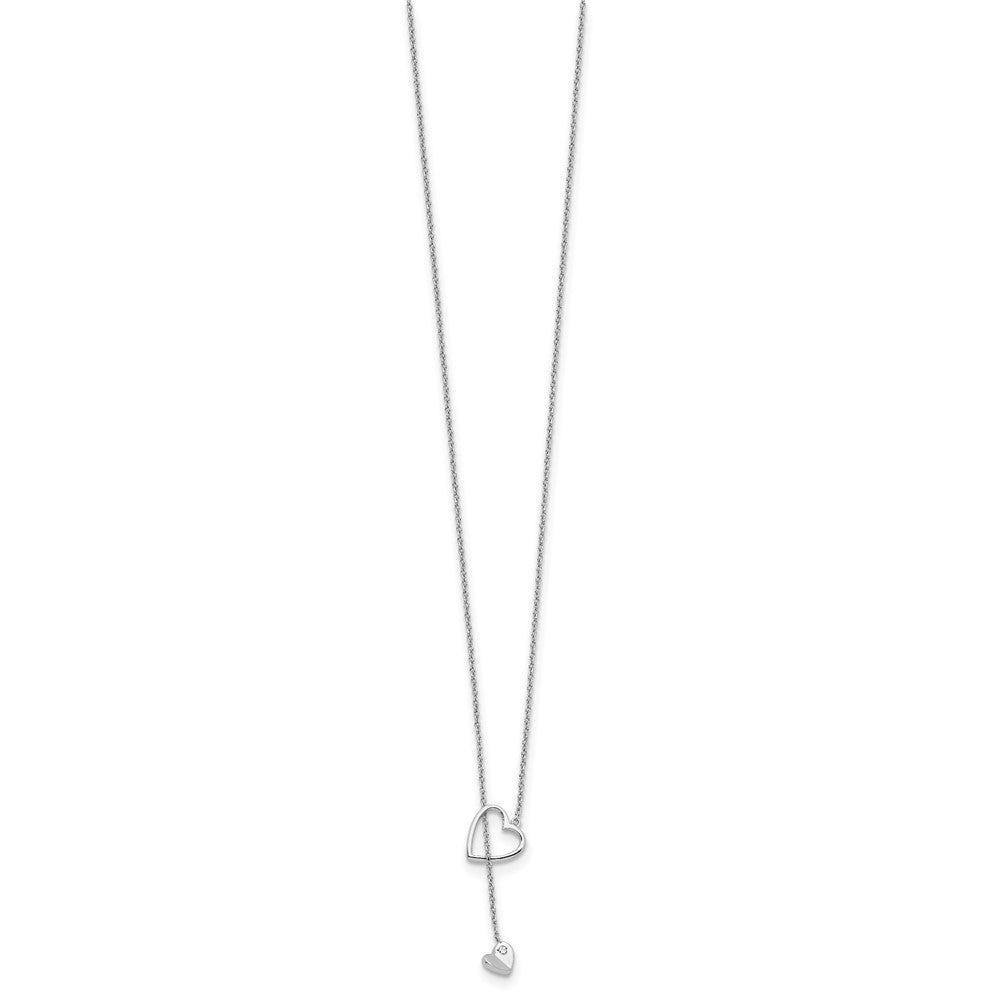 Sterling Silver White Ice Rhodium-Plated 18 Inch Diamond Heart Necklace