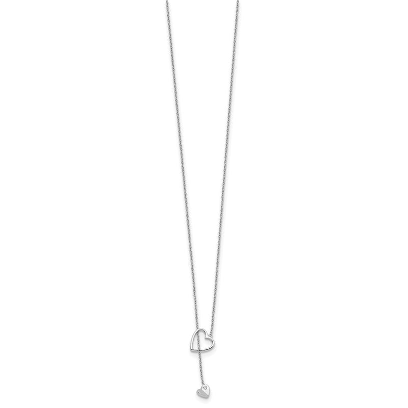 Sterling Silver White Ice Rhodium-Plated 18 Inch Diamond Heart Necklace