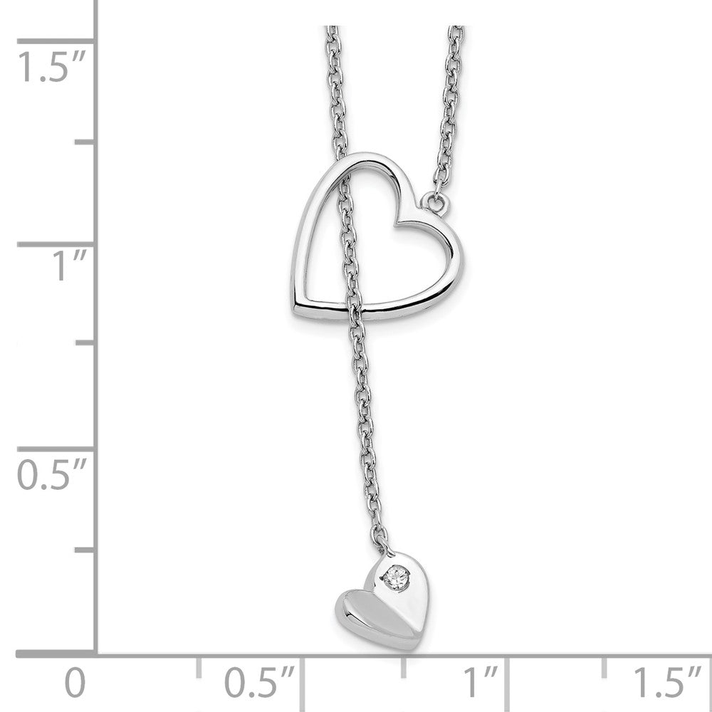 Sterling Silver White Ice Rhodium-Plated 18 Inch Diamond Heart Necklace