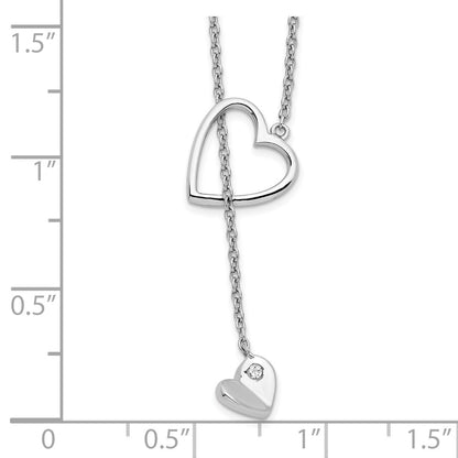 Sterling Silver White Ice Rhodium-Plated 18 Inch Diamond Heart Necklace