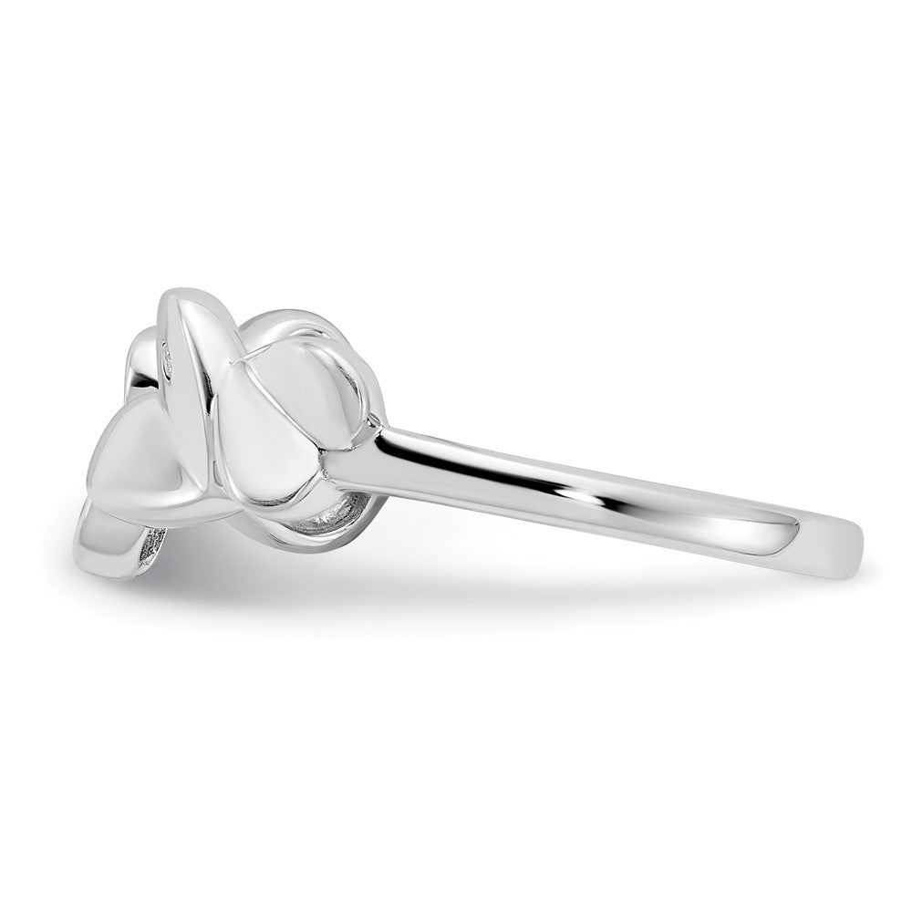 Sterling Silver White Ice Rhodium-Plated Diamond Hearts Ring