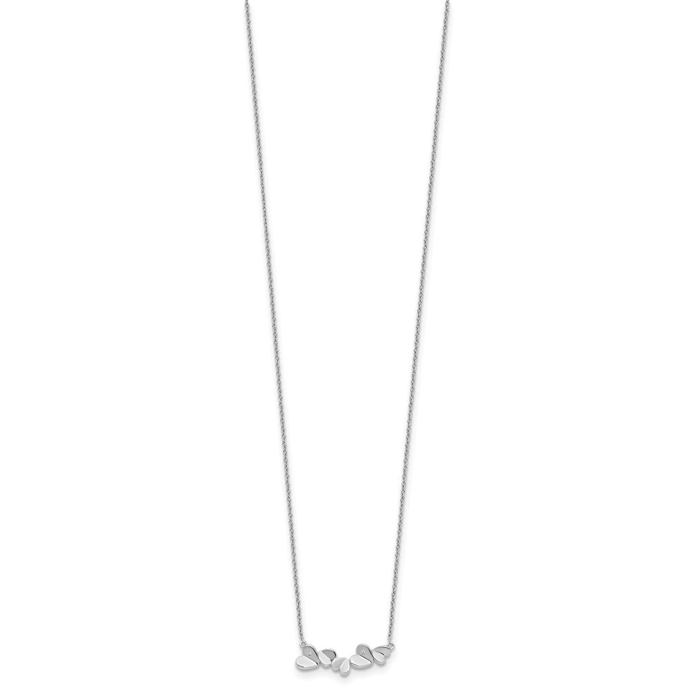 Sterling Silver White Ice Rhodium-Plated 18 Inch Diamond Heart Bar Necklace