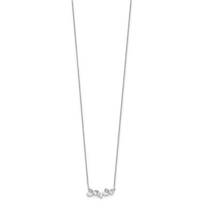 Sterling Silver White Ice Rhodium-Plated 18 Inch Diamond Heart Bar Necklace