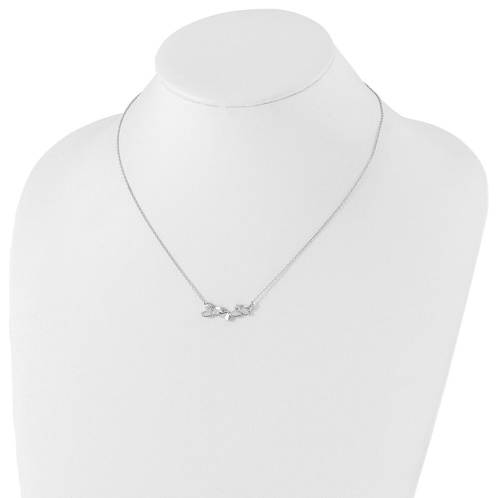 Sterling Silver White Ice Rhodium-Plated 18 Inch Diamond Heart Bar Necklace