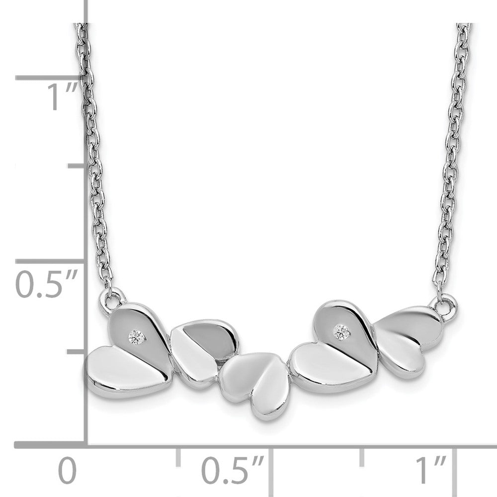Sterling Silver White Ice Rhodium-Plated 18 Inch Diamond Heart Bar Necklace