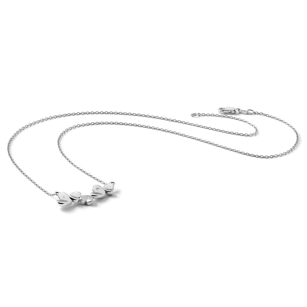 Sterling Silver White Ice Rhodium-Plated 18 Inch Diamond Heart Bar Necklace