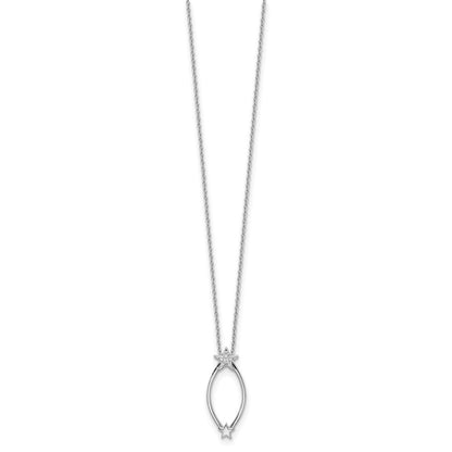 Sterling Silver White Ice Rhodium-Plated 18 Inch Diamond Stars Necklace With 2 Extender