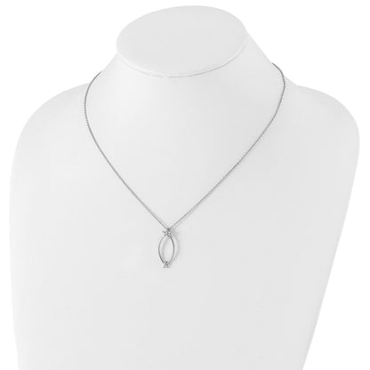 Sterling Silver White Ice Rhodium-Plated 18 Inch Diamond Stars Necklace With 2 Extender