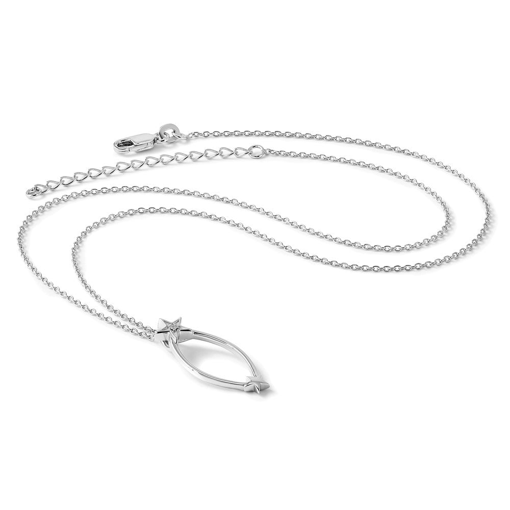 Sterling Silver White Ice Rhodium-Plated 18 Inch Diamond Stars Necklace With 2 Extender