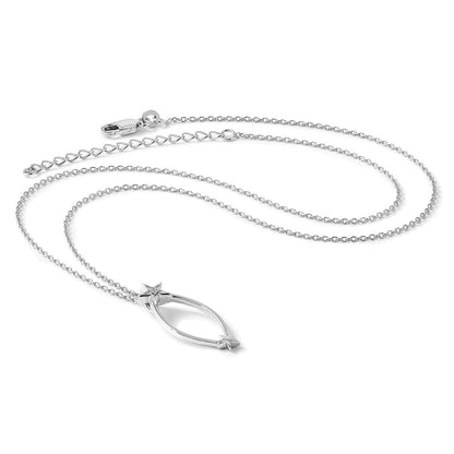 Sterling Silver White Ice Rhodium-Plated 18 Inch Diamond Stars Necklace With 2 Extender