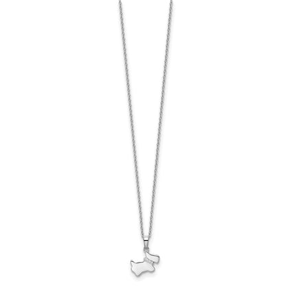 Sterling Silver White Ice Rhodium-Plated 18 Inch Diamond Dog Necklace With 2 Extender