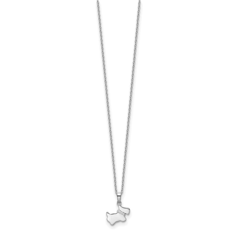 Sterling Silver White Ice Rhodium-Plated 18 Inch Diamond Dog Necklace With 2 Extender
