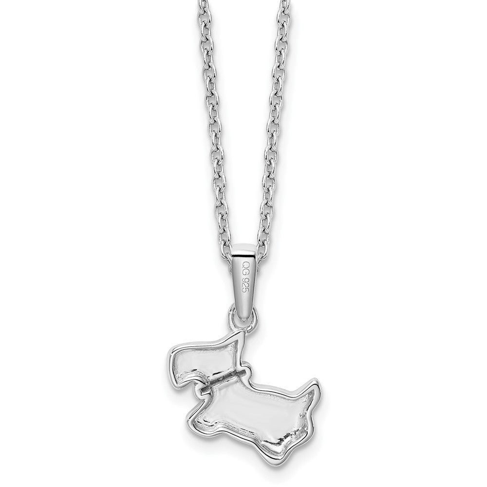 Sterling Silver White Ice Rhodium-Plated 18 Inch Diamond Dog Necklace With 2 Extender