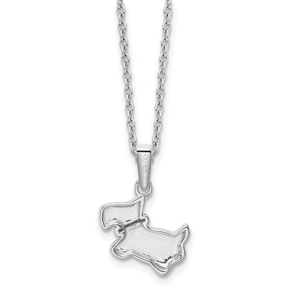 Sterling Silver White Ice Rhodium-Plated 18 Inch Diamond Dog Necklace With 2 Extender