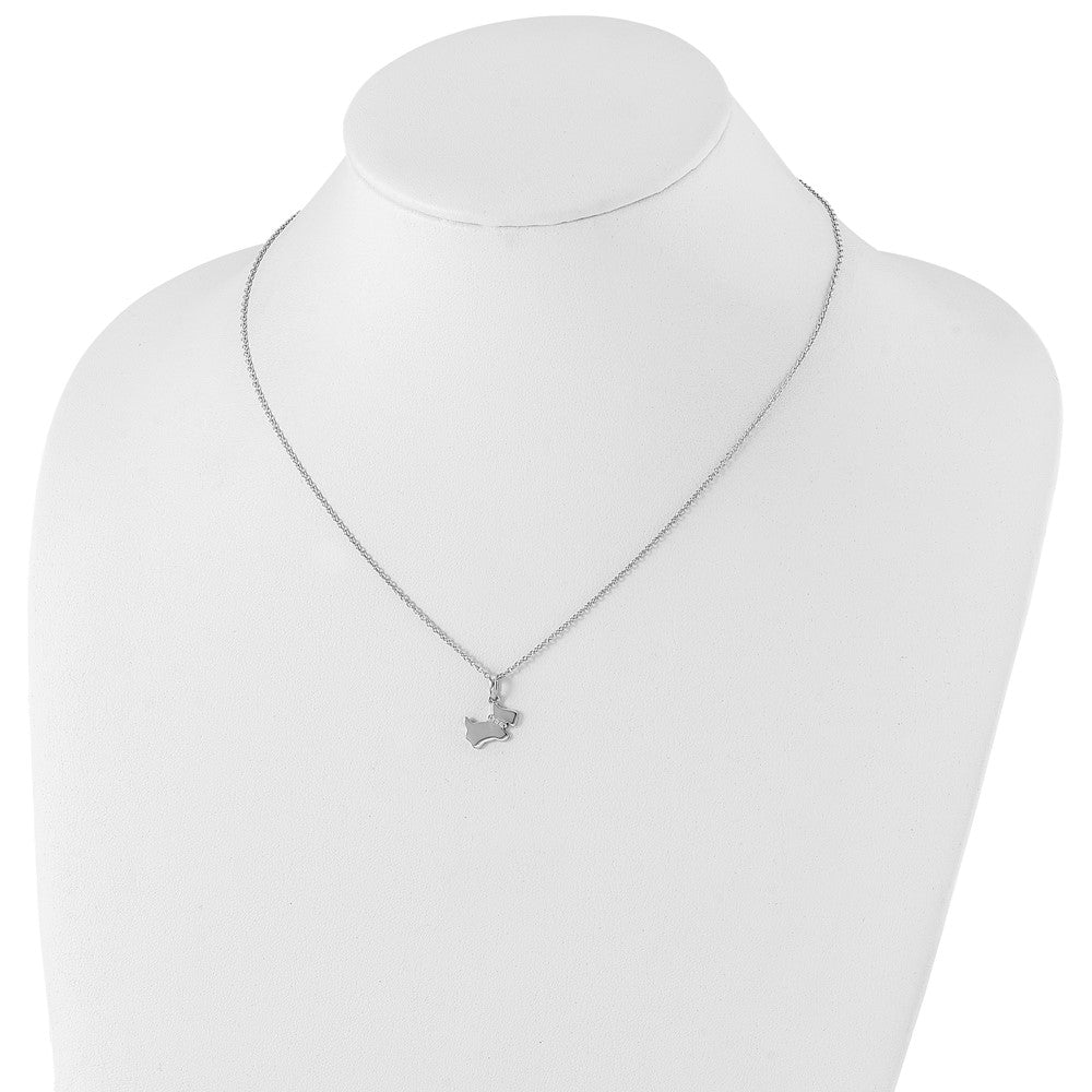 Sterling Silver White Ice Rhodium-Plated 18 Inch Diamond Dog Necklace With 2 Extender