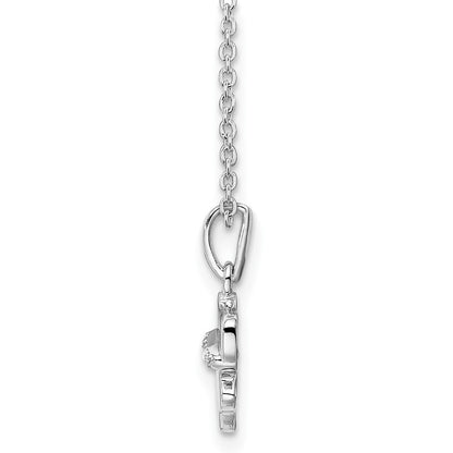 Sterling Silver White Ice Rhodium-Plated 18 Inch Diamond Dog Necklace With 2 Extender