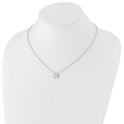 Sterling Silver White Ice Rhodium-Plated 18 Inch Diamond Butterfly Necklace With 2 Extender