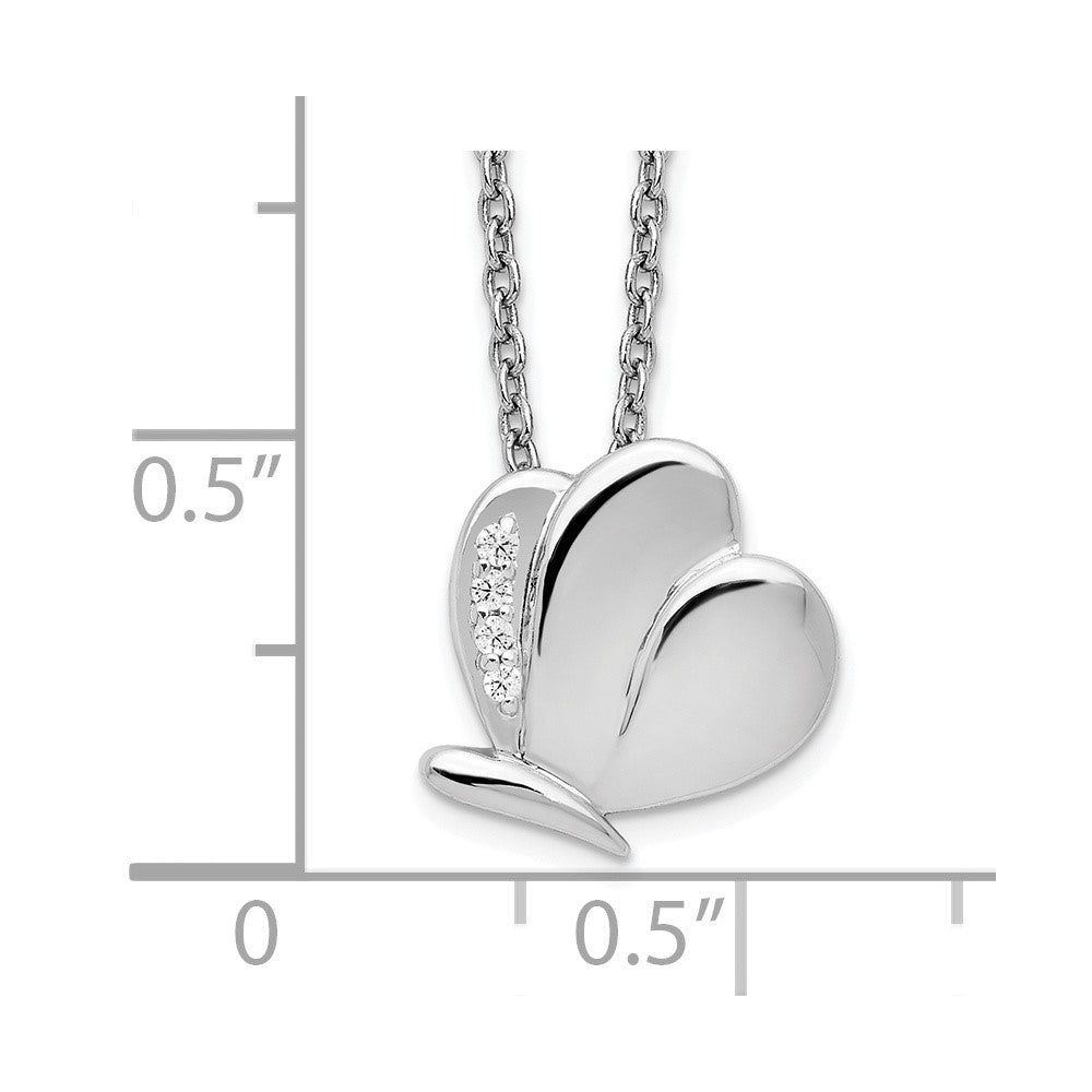 Sterling Silver White Ice Rhodium-Plated 18 Inch Diamond Butterfly Necklace With 2 Extender