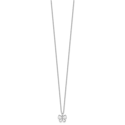 Sterling Silver White Ice Rhodium-Plated 18 Inch Diamond Butterfly Necklace With 2 Extender
