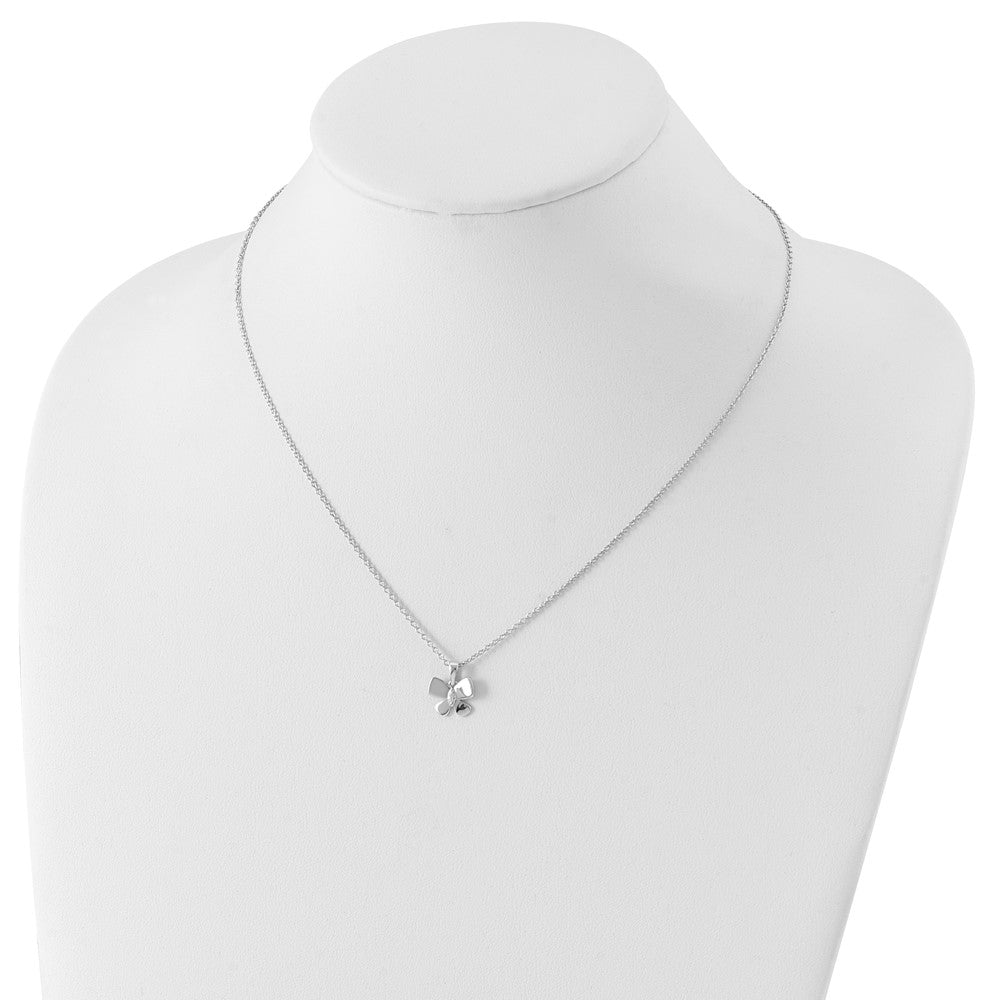 Sterling Silver White Ice Rhodium-Plated 18 Inch Diamond Butterfly Necklace With 2 Extender