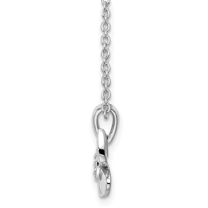 Sterling Silver White Ice Rhodium-Plated 18 Inch Diamond Butterfly Necklace With 2 Extender