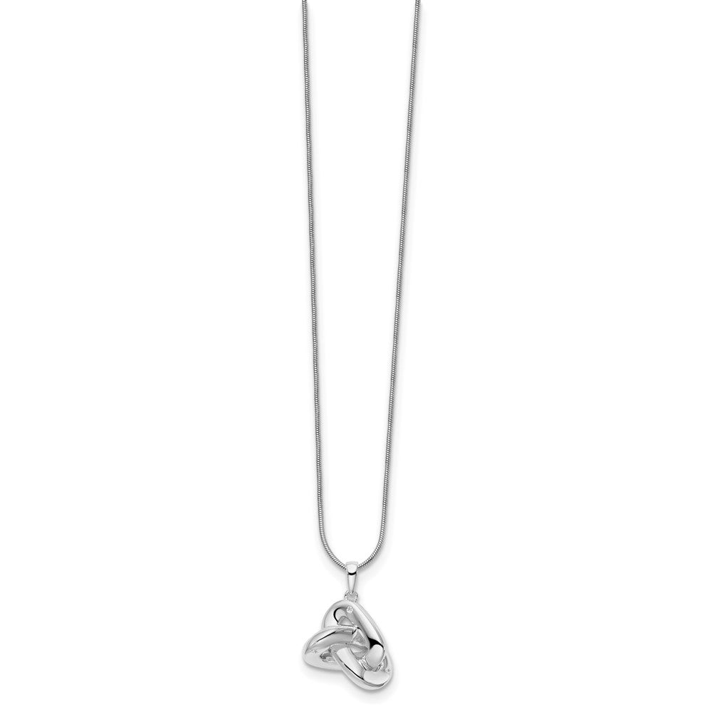 Sterling Silver White Ice Rhodium-Plated 18 Inch Diamond Love Knot Necklace With 2 Extender