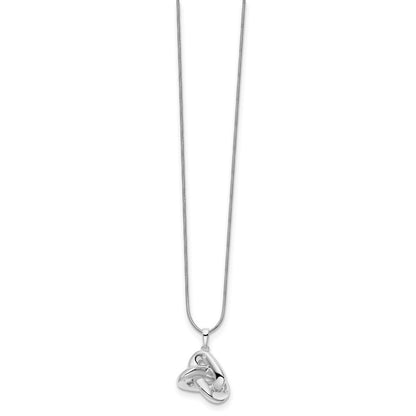 Sterling Silver White Ice Rhodium-Plated 18 Inch Diamond Love Knot Necklace With 2 Extender