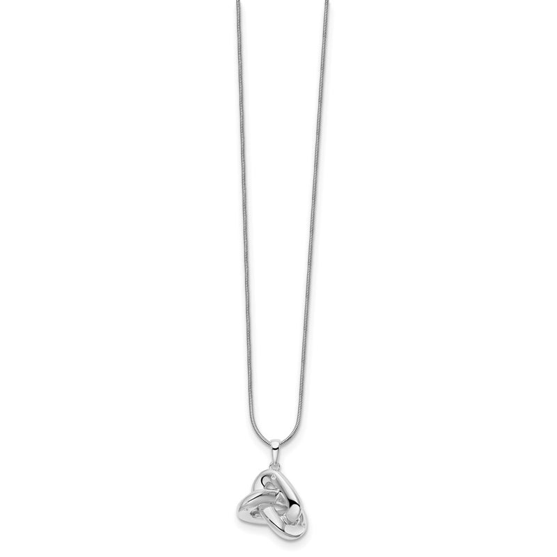 Sterling Silver White Ice Rhodium-Plated 18 Inch Diamond Love Knot Necklace With 2 Extender