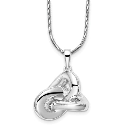 Sterling Silver White Ice Rhodium-Plated 18 Inch Diamond Love Knot Necklace With 2 Extender